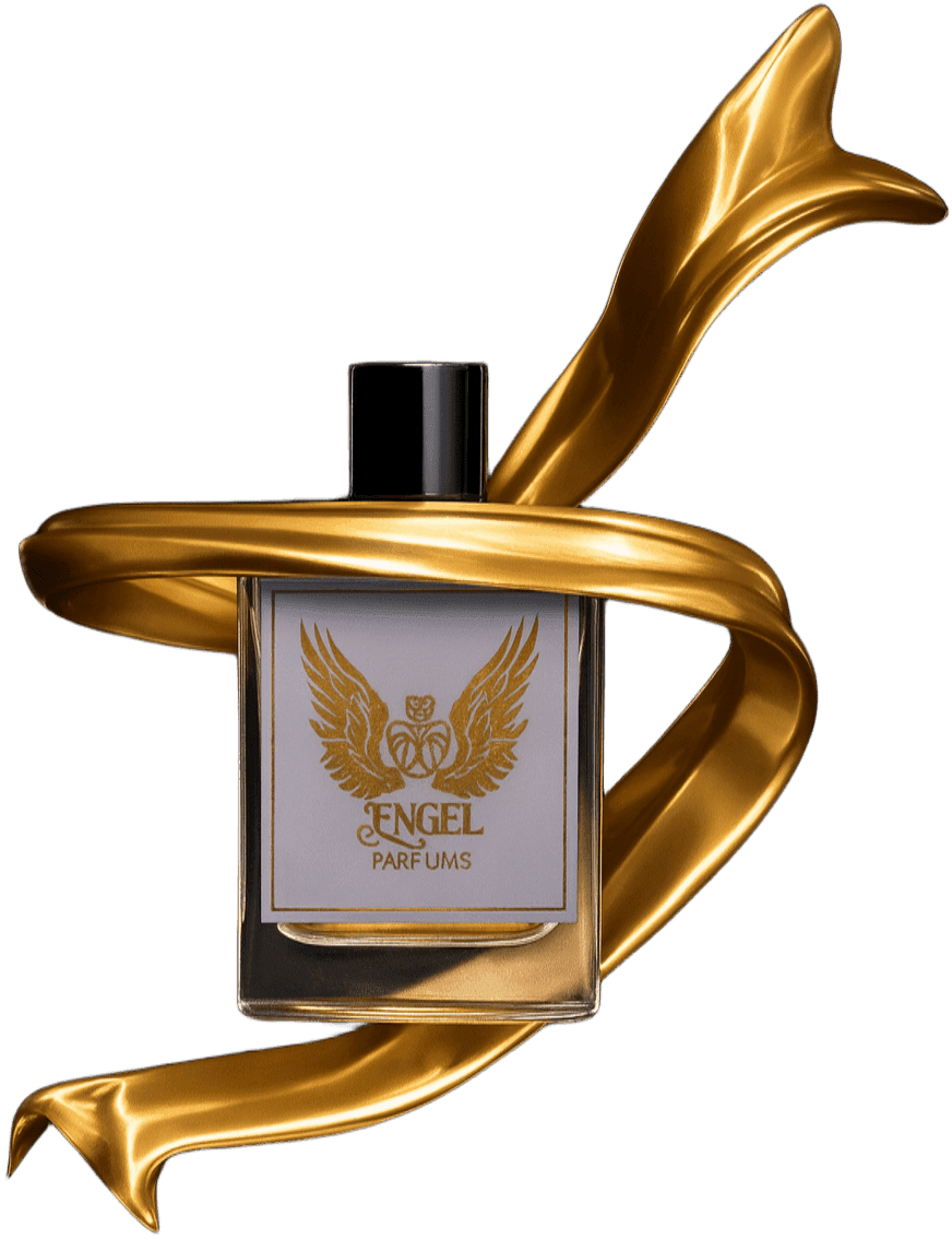 Luxuriöser Parfümflakon mit Holzuntersetzer und Perlen